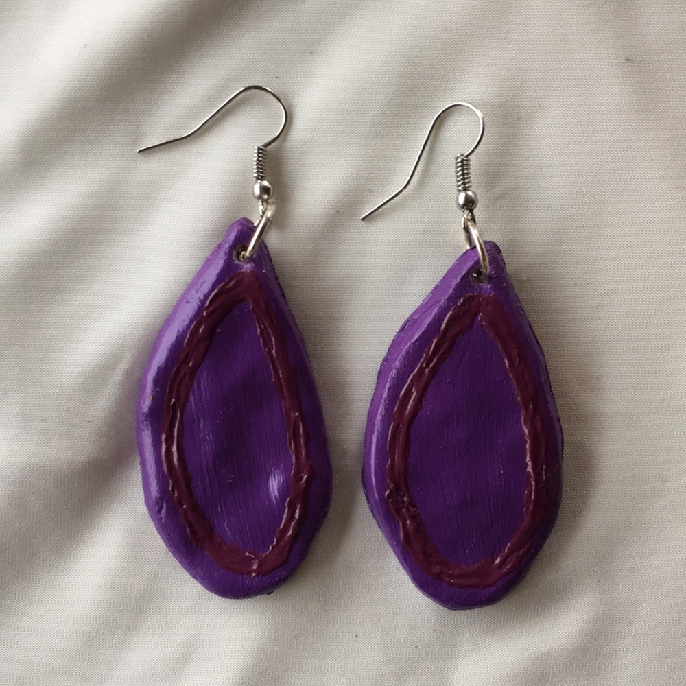 Handmade Purple Raindrop Earrings